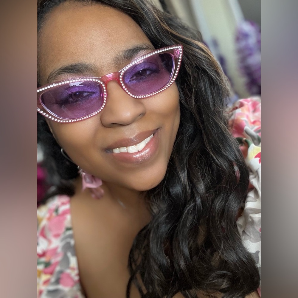 #87🔵Rhinestone and Pink and Rose Lenses Sunglasses